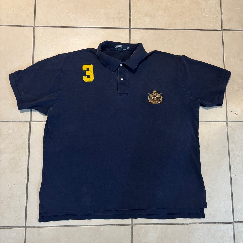 Polo Ralph Lauren Mens 2XL Big Navy Blue Crest Logo Short Sleeve Polo Shirt 3